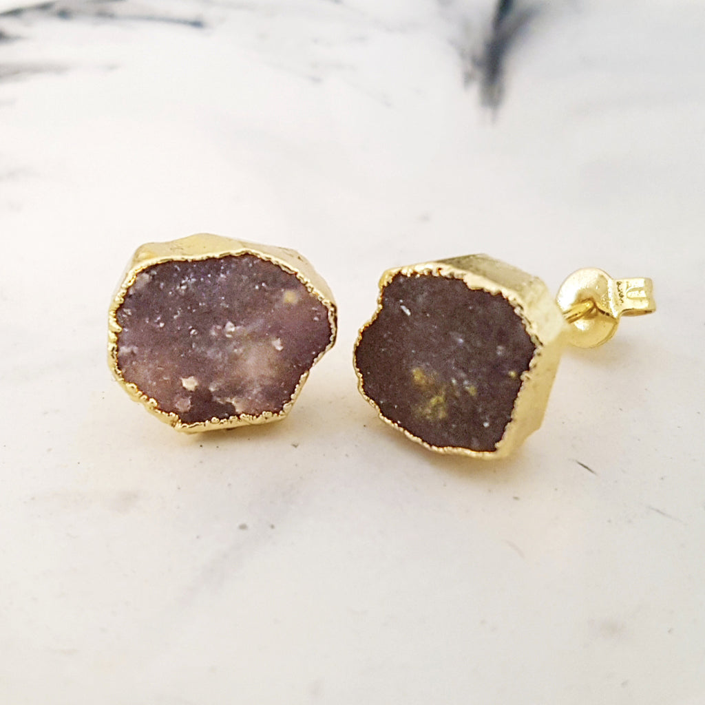 Adore Gemstone Earrings Collection - RAW - Galaxy Meteorite Ear Studs