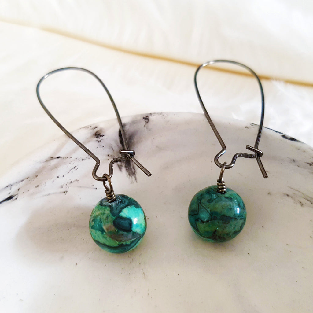 Adore Gemstone Earrings Collection - Green Jasper Earrings