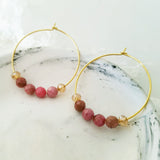 Adore Gemstone Earrings Collection - Faceted Rhodochrosite Loop Earrings