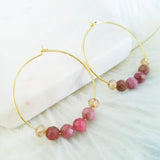 Adore Gemstone Earrings Collection - Faceted Rhodochrosite Loop Earrings