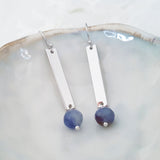 Adore Gemstone Earrings Collection - Iolite Silver Bar Earrings