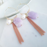 Adore Gemstone Earrings Collection - Dream Amethyst Pearl Tassel Hanging Earrings
