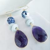 Adore Gemstone Earrings Collection - Faceted Teardrop Amethyst Earrings
