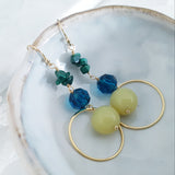 Adore Gemstone Earrings Collection - Multi-Gems Lemon Jade Ring Crystals Earrings