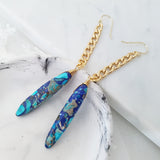 Adore Gemstone Earrings Collection - Blue Sea Sediment Jasper Hanging Earrings