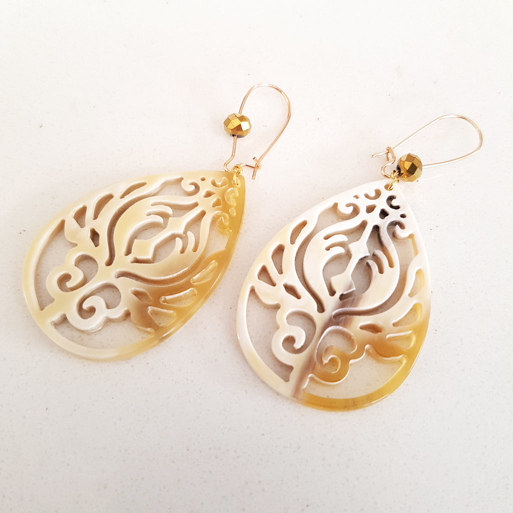 Charismatic Wanderlust Collection - Horn Earrings Lotus Filigree