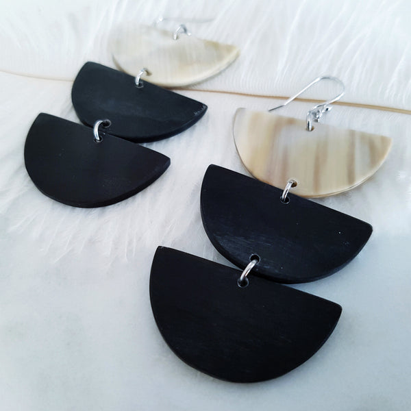 Charismatic Wanderlust Collection - Horn Earrings Cascading Half Moon