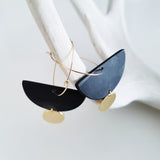 Charismatic Wanderlust Collection - Horn Earrings Black Half Moon Gold Disc