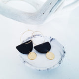Charismatic Wanderlust Collection - Horn Earrings Black Half Moon Gold Disc