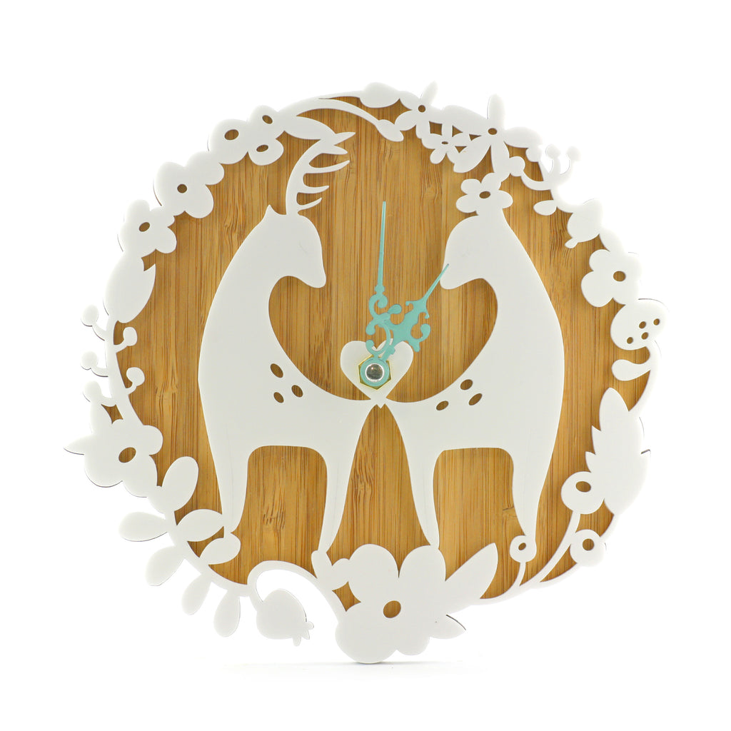 Wooden Clock - Love Deers