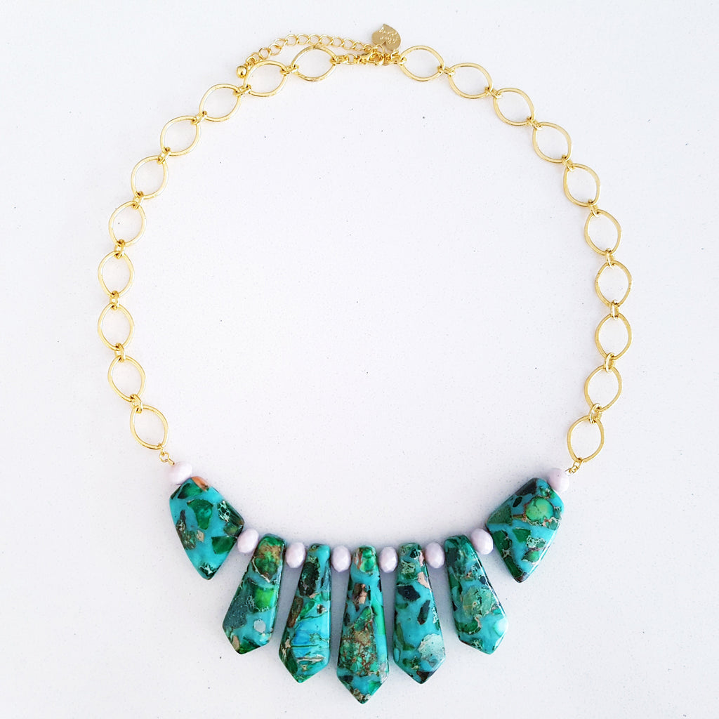 Adore Gemstone Collection - Colourful Sea Sediment Jasper Choker Necklace (Limited Edition)