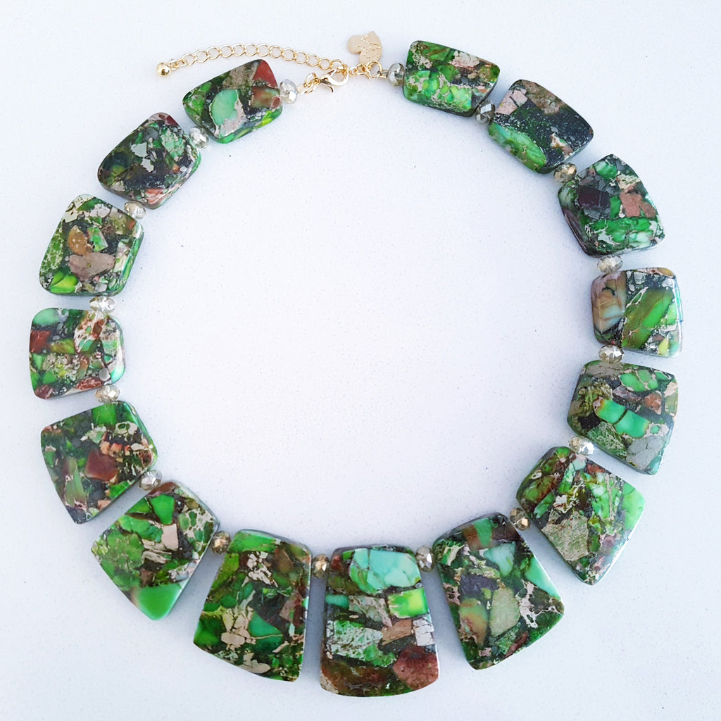 Adore Gemstone Collection - Colourful Sea Sediment Jasper Choker Necklace (Limited Edition)