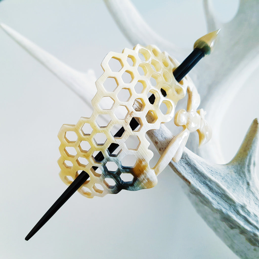 Charismatic Wanderlust Collection - Horn Barrette Honeycomb and Bee