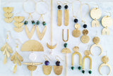 Helios Brass Collection - Gold Sheen Obsidian Gold Chain Curvy Leaf Necklace