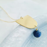 Helios Brass Collection - Blue Dumortierite Inverse Gold Arch Necklace