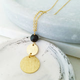 Helios Brass Collection - Faceted Black Pearl Round Discs Necklace