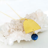 Helios Brass Collection - Blue Dumortierite Closed Gold Arch Necklace