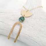 Helios Brass Collection - Turquoise Half Moon Arch Necklace