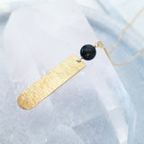 Helios Brass Collection - Gold Sheen Obsidian Round End Gold Bar Necklace