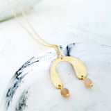 Helios Brass Collection - Sunstone Rounded Gold Arch Necklace