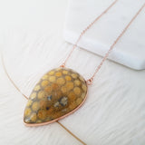 Adore Gemstone Collection - Inverse Teardrop Fossil Coral Necklace