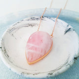 Adore Gemstone Collection - Inverse Teardrop Madagascar Rose Quartz Necklace