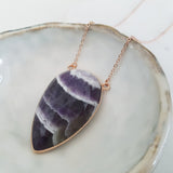 Adore Gemstone Collection - Inverse Teardrop Chevron Amethyst Necklace