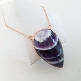 Adore Gemstone Collection - Inverse Teardrop Chevron Amethyst Necklace