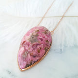 Adore Gemstone Collection - Inverse Teardrop Rhodonite Necklace