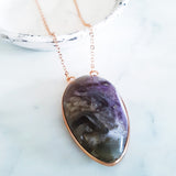 Adore Gemstone Collection - Inverse Teardrop Purple Galaxy Agate Necklace