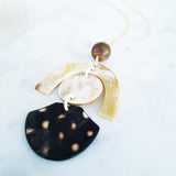 Charismatic Wanderlust Collection - Horn Necklace Fossilized Wood Over the Moon