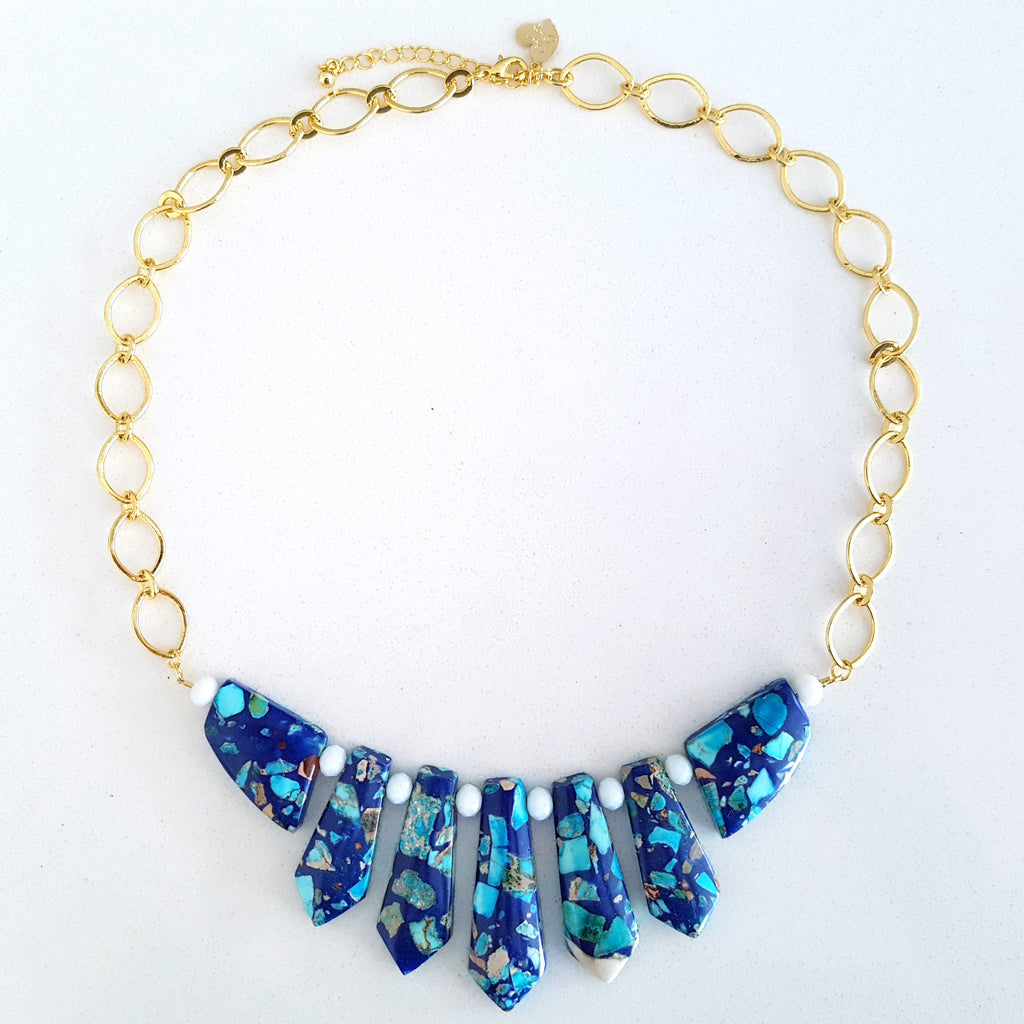 Adore Gemstone Collection - Colourful Sea Sediment Jasper Choker Necklace (Limited Edition)