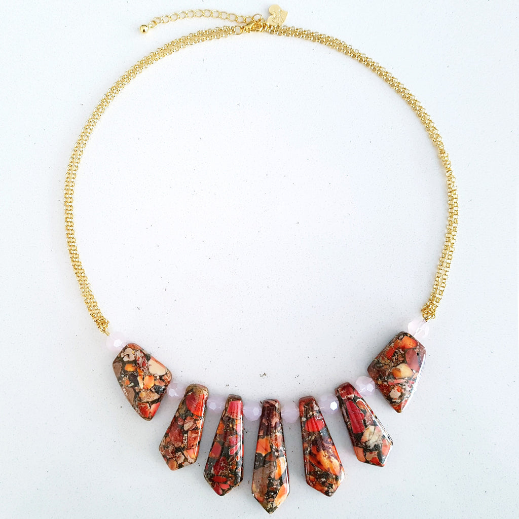 Adore Gemstone Collection - Colourful Sea Sediment Jasper Choker Necklace (Limited Edition)