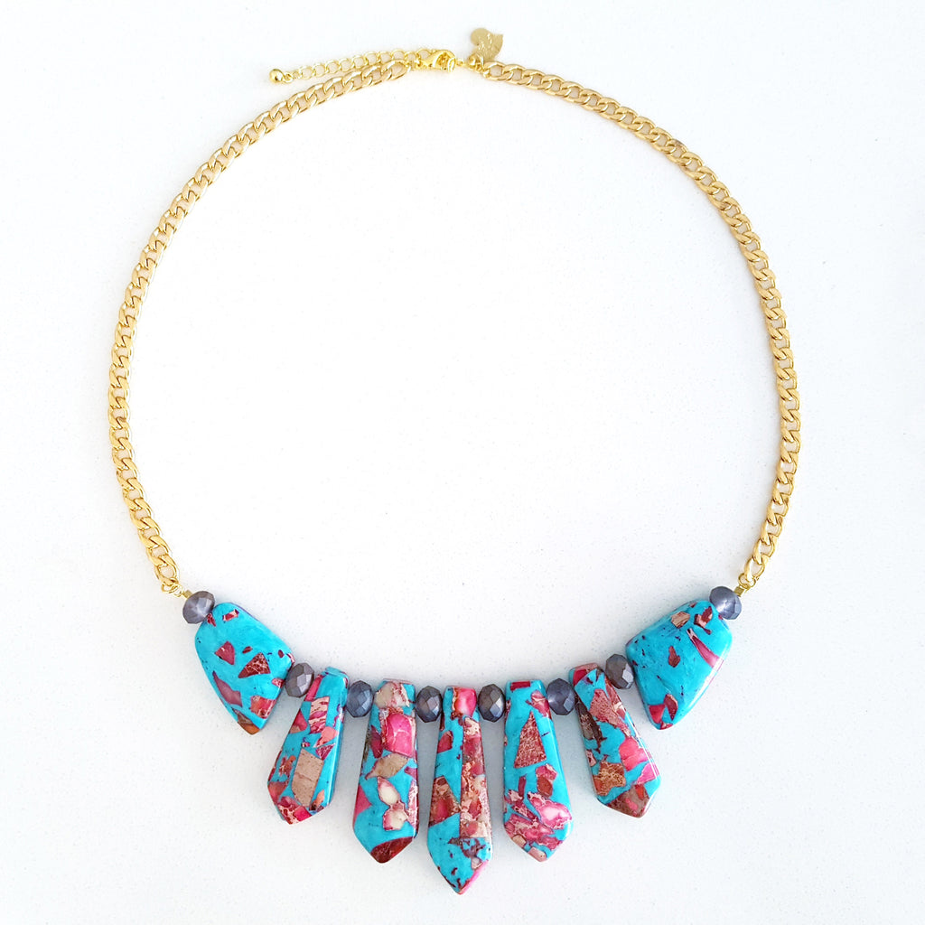 Adore Gemstone Collection - Colourful Sea Sediment Jasper Choker Necklace (Limited Edition)