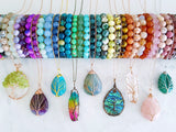 Adore Gems Collection - Abalone Shell Tree of Life Teardrop Necklace