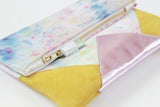 Dyed Watercolor Unique Leather Accents Clutch