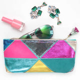 Geometric Prism Unique Leather Accents Pouch - Soul Made Boutique