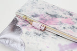 Watercolor Unique Leather Accents Clutch