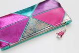 Geometric Prism Unique Leather Accents Pouch - Soul Made Boutique