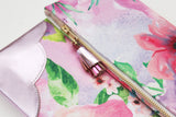 Floral Watercolor Unique Leather Accents Clutch