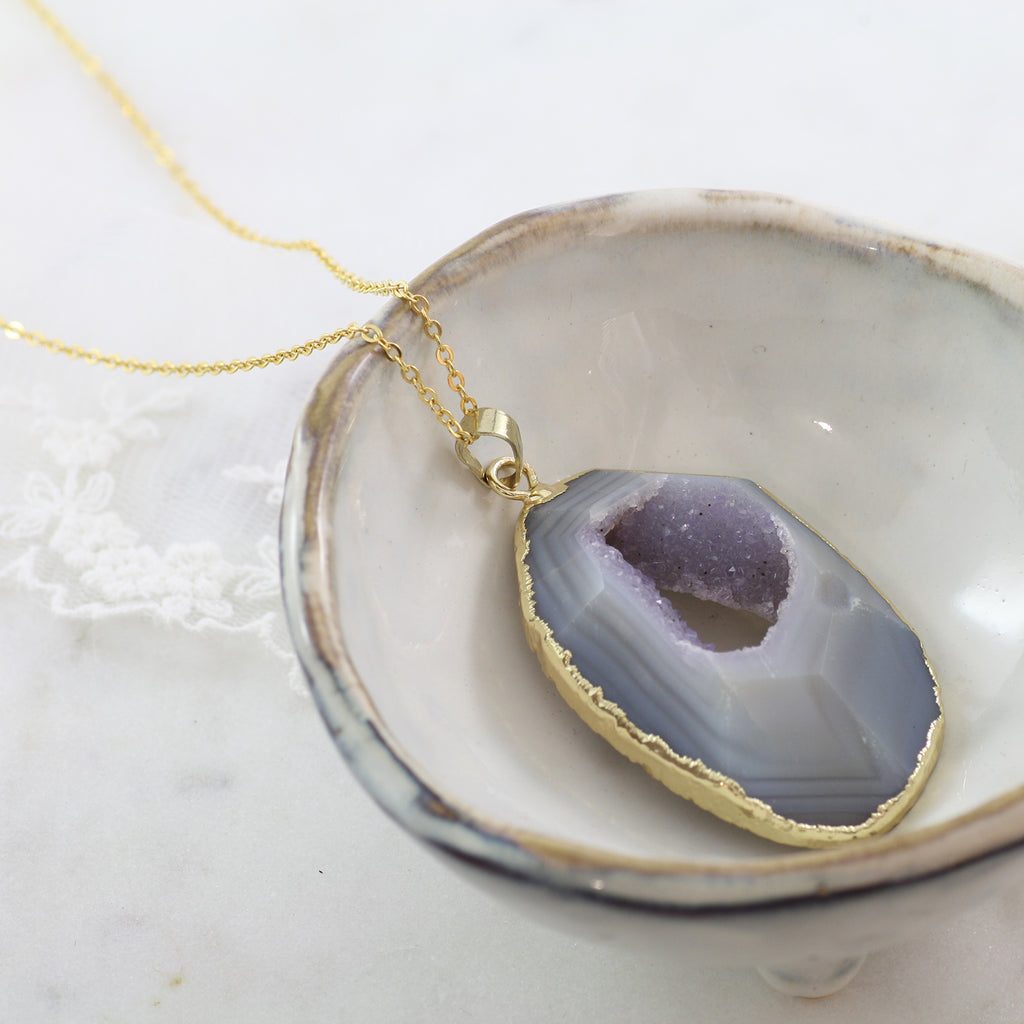 Adore Gemstone Collection - Agate Slice Necklace - Soul Made Boutique