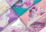 Dyed Watercolor Unique Leather Accents Clutch