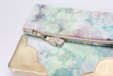 Dyed Watercolor Unique Leather Accents Clutch