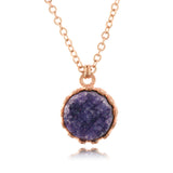 Adore Gemstone Collection - Druzy Round Pendant Necklace - Soul Made Boutique