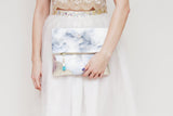 Dyed Watercolor Unique Leather Accents Clutch