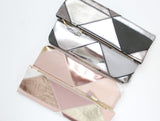 Geometric Prism Unique Leather Accents Clutch
