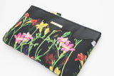 Floral Watercolor Unique Leather Accents Clutch