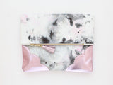 Dyed Watercolor Unique Leather Accents Clutch