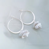 Glamorous Pearls Collection Earrings - Sterling Silver Earrings Irregular Pearl