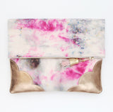 Dyed Watercolor Unique Leather Accents Clutch